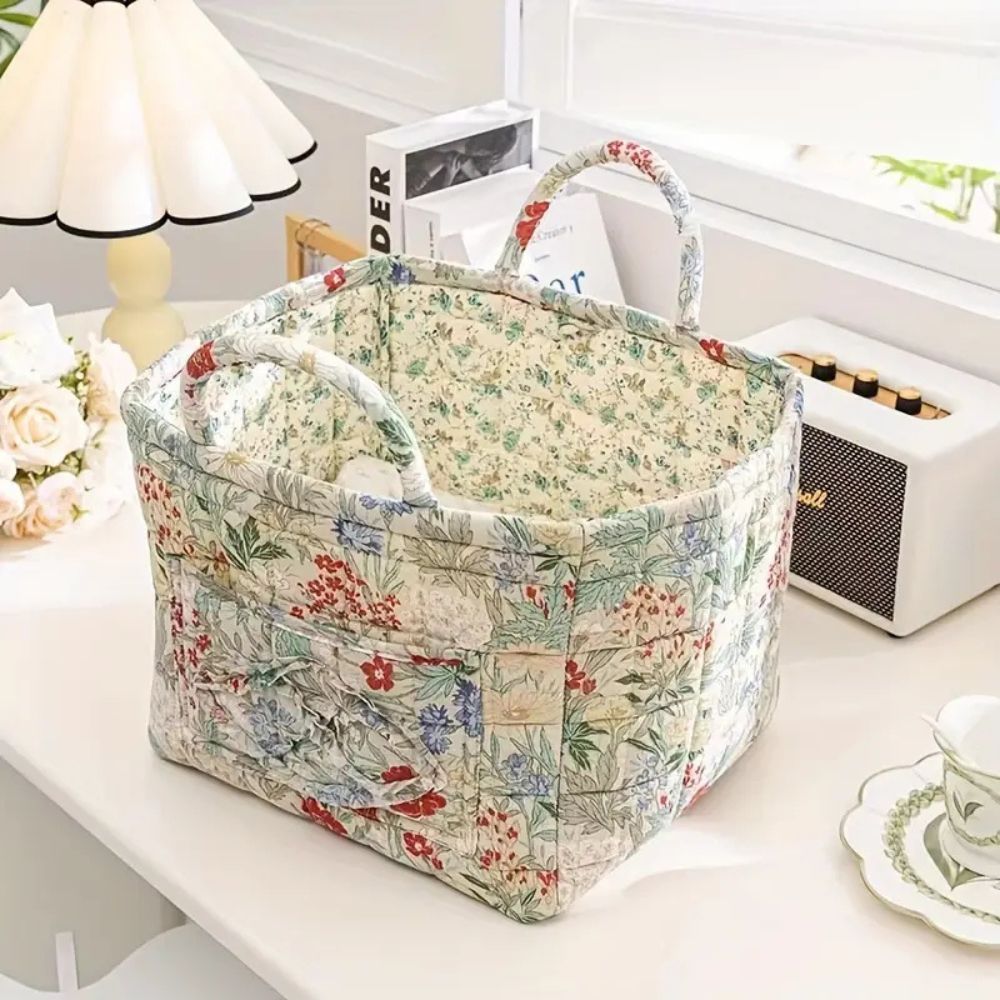 BowLift | Delicate Floral Canvas Storage Basket
