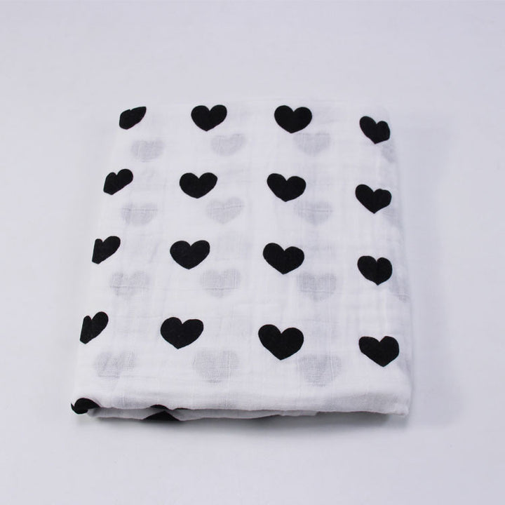 Cotton Muslin Baby Blanket with Heart Pattern Bowlift