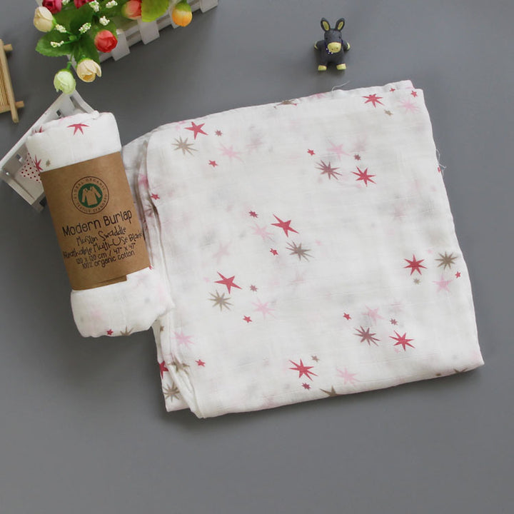 Cotton Muslin Baby Blanket with Heart Pattern Bowlift