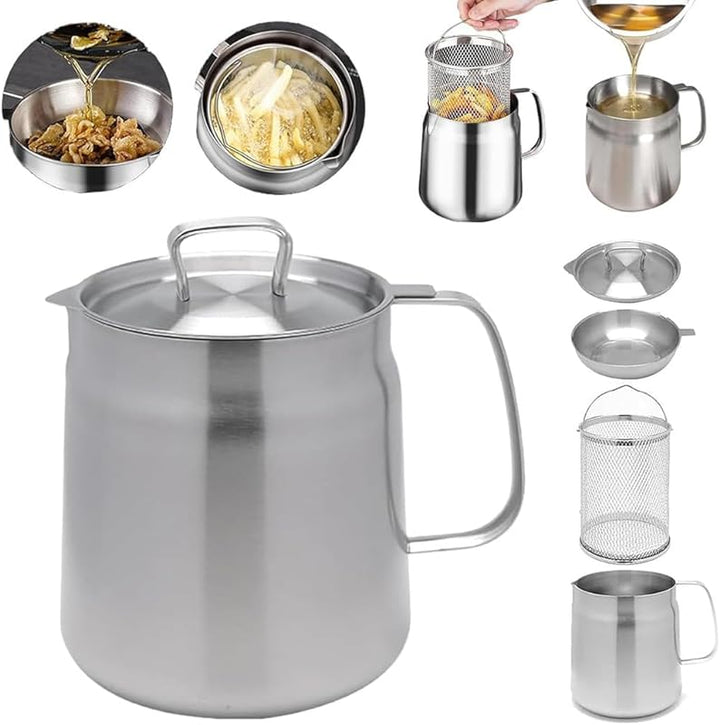 2-in-1 Stainless Steel Multifunctional Oil Strainer Pot | Bowlift