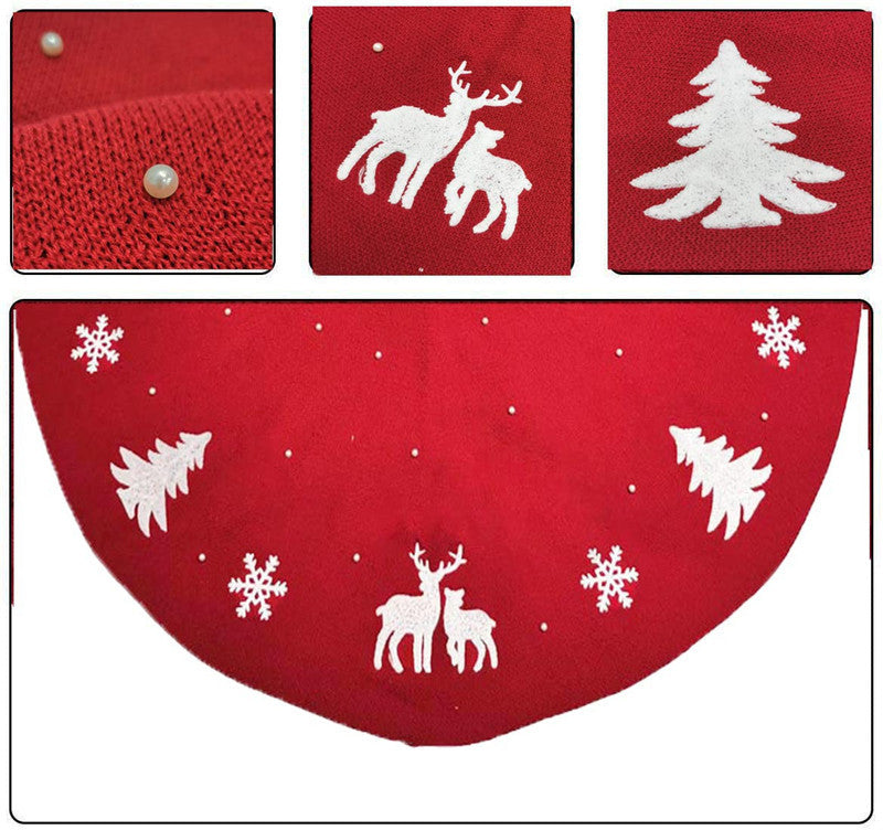 BowLift | Christmas Tree Skirt Floor Mat Decoration Home Decoration Knitted Floor Mat Decoration Pearl Embellishment