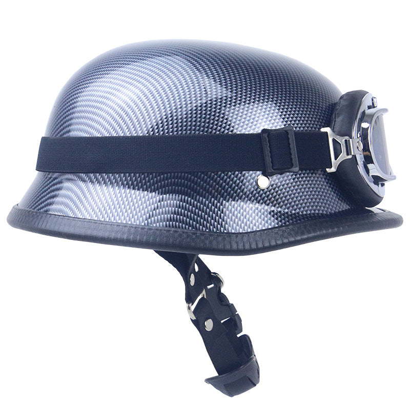 Retro Motorcycle Helmet with Goggles Bowlift