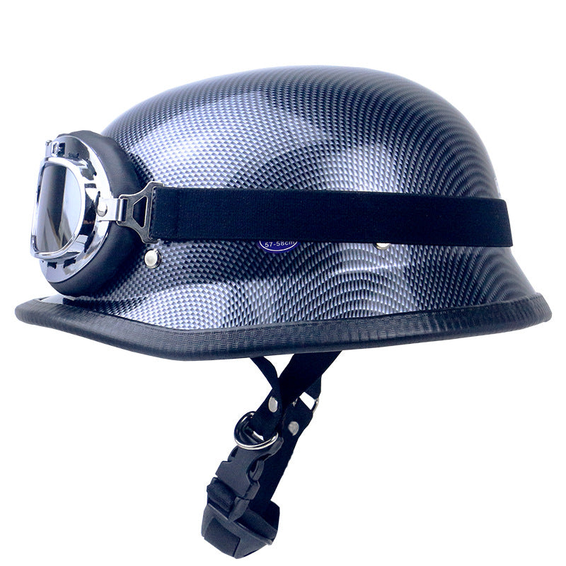 Retro Motorcycle Helmet with Goggles Bowlift