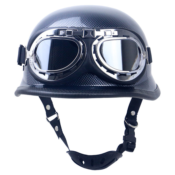 Retro Motorcycle Helmet with Goggles Bowlift
