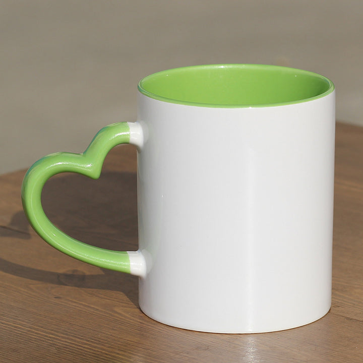 Ceramic Heart-Handle Coffee Mug With Glossy Interior Glaze And Ergonomic Curved Grip