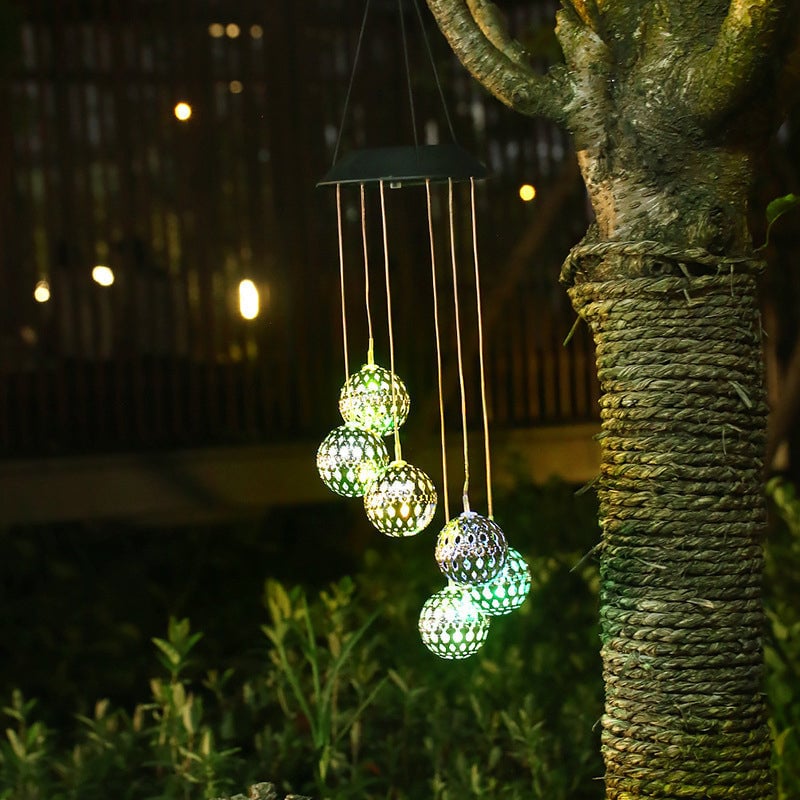 BowLift | Solar Metal Ball Wind Chime – Solar Powered LED Garden Decoration with Soothing Sounds
