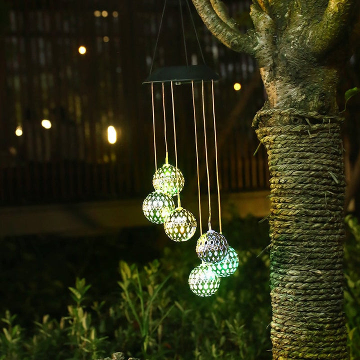 BowLift | Solar Metal Ball Wind Chime – Solar Powered LED Garden Decoration with Soothing Sounds