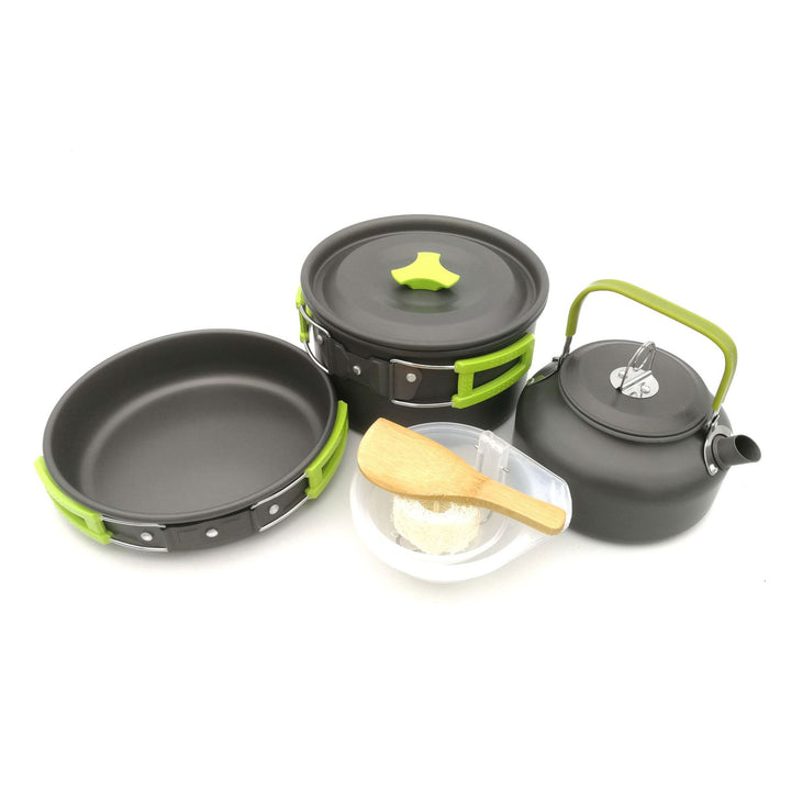 lightweight collapsible camping cookware kit with nonstick anodized pots pan kettle and folding handles Bowlift