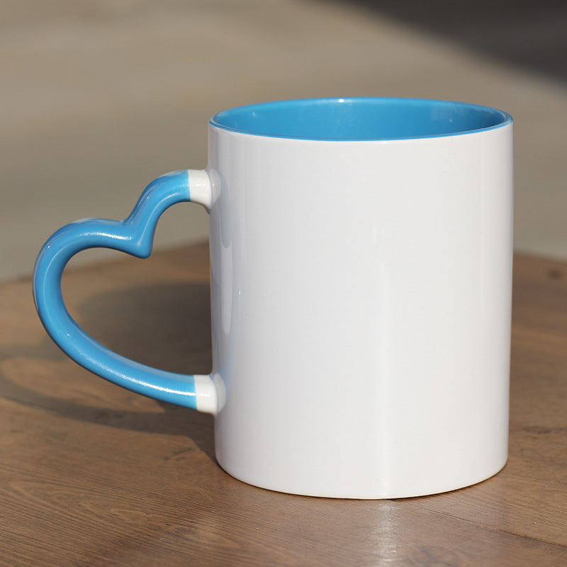 Ceramic Heart-Handle Coffee Mug With Glossy Interior Glaze And Ergonomic Curved Grip
