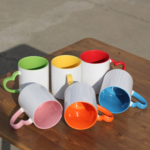 Ceramic Heart-Handle Coffee Mug With Glossy Interior Glaze And Ergonomic Curved Grip
