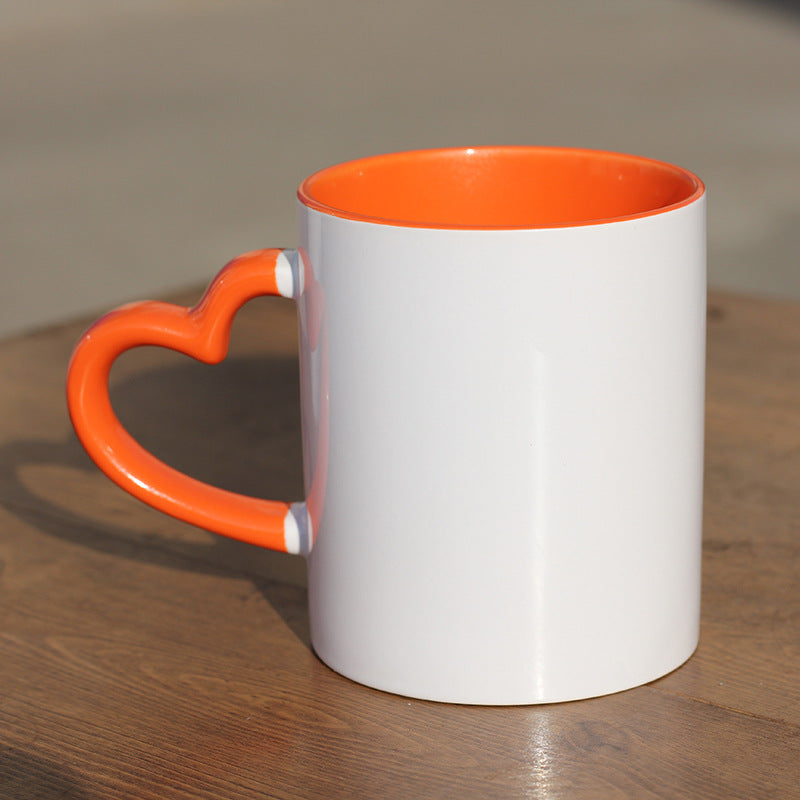 Ceramic Heart-Handle Coffee Mug With Glossy Interior Glaze And Ergonomic Curved Grip