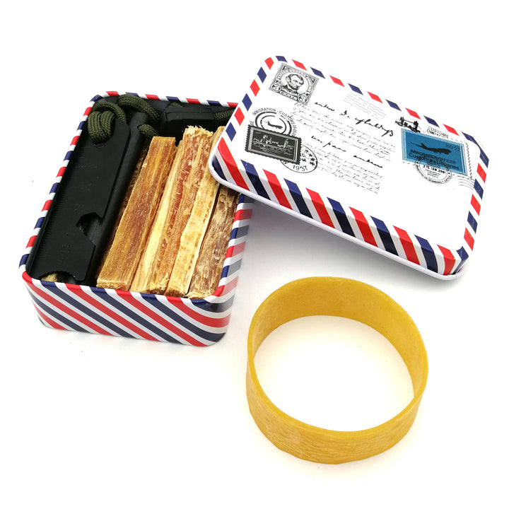 portable travel palo santo ritual kit with metal airmail tin and fire starter Bowlift