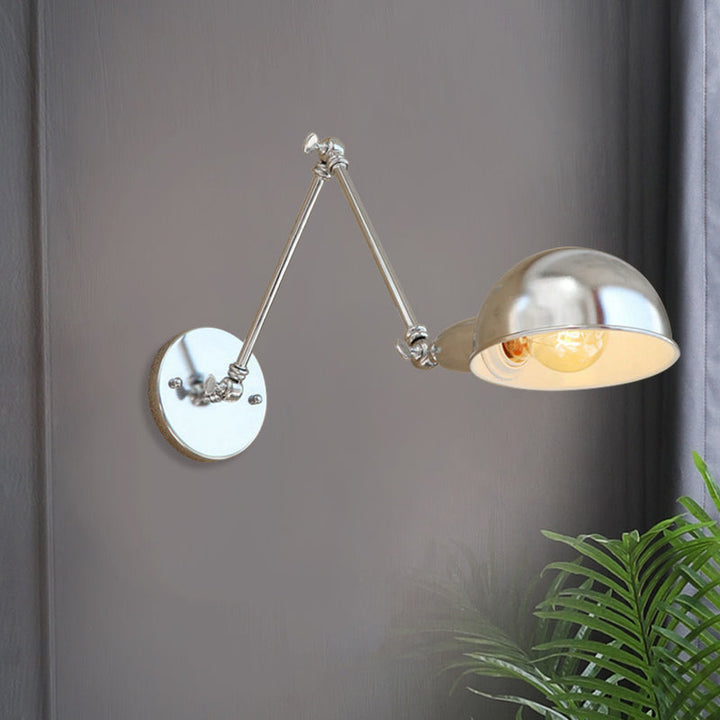 BowLift | Curved Metal Wall Light Industrial Style 1 Light Bedroom Wall Lamp with Swivel Arm in Chrome