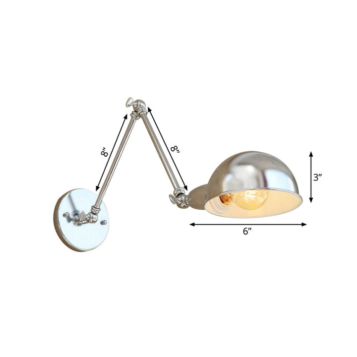 BowLift | Curved Metal Wall Light Industrial Style 1 Light Bedroom Wall Lamp with Swivel Arm in Chrome