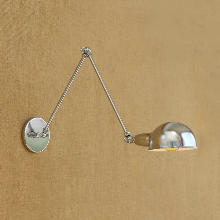 BowLift | Curved Metal Wall Light Industrial Style 1 Light Bedroom Wall Lamp with Swivel Arm in Chrome