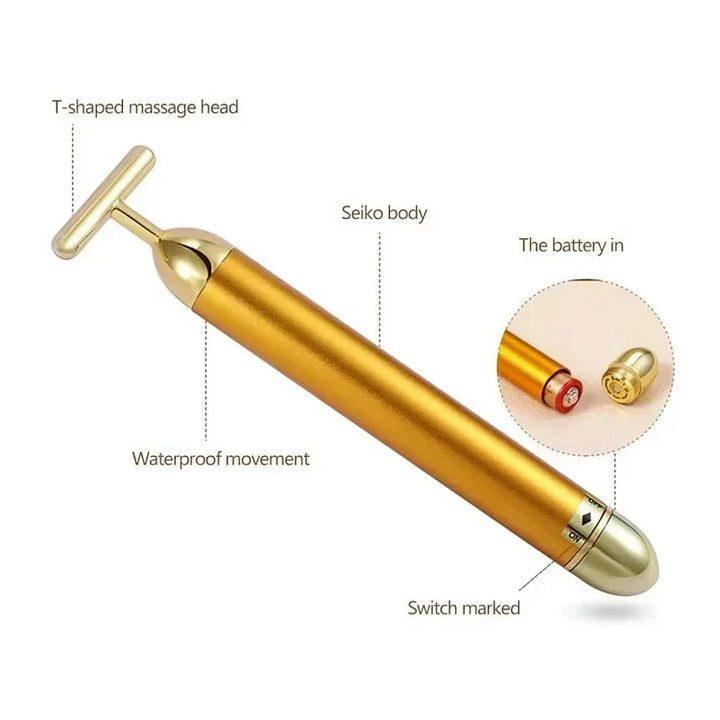 BowLift | GildedGlow Luxe Face Massage Roller | Revitalize your skin with an electric massage tool with 24K gold for a radiant complexion