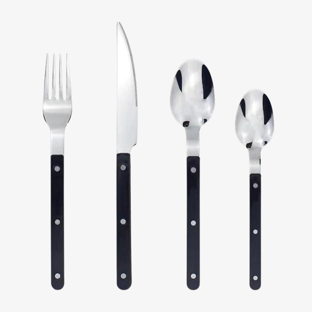 BowLift | 24-Piece Stainless Steel Cutlery Set with Engraved Design - BistroLine