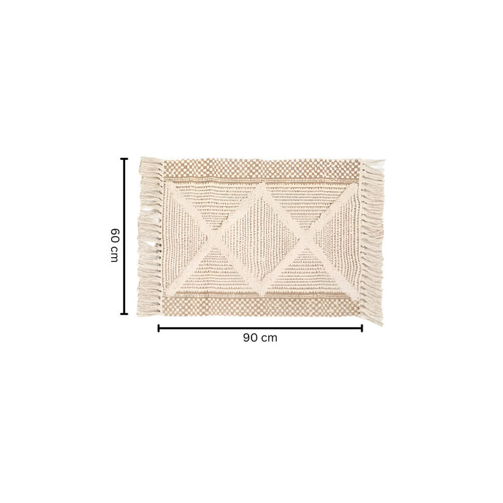 BowLift | Beige Textured Fringe Tassel Rug