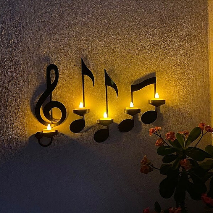 Black Music Note Wall Light Bowlift