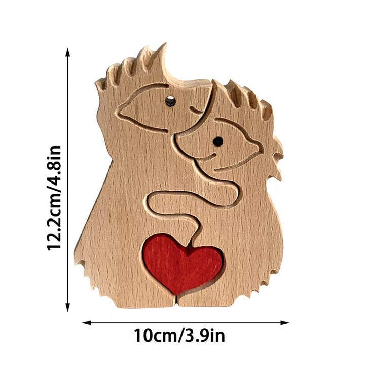 Hand-Carved Wooden Cuddling Animals Decoration | Bowlift