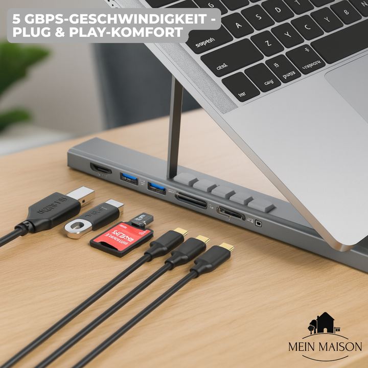 BowLift | ProDock Stand – 8-in-1 Laptop Riser and Hub combined!