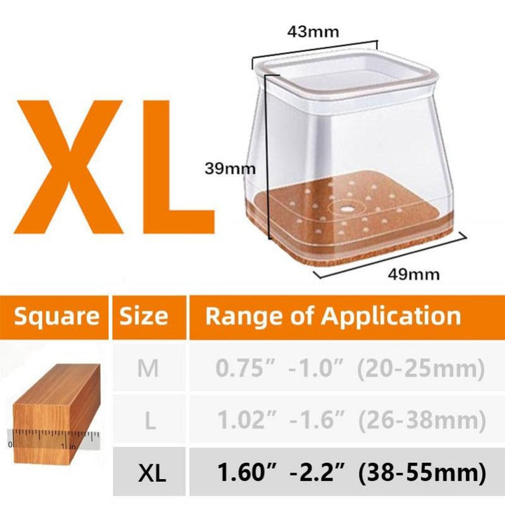 BowLift | Clear Silicone Chair Leg Caps with Integrated Felt Pads