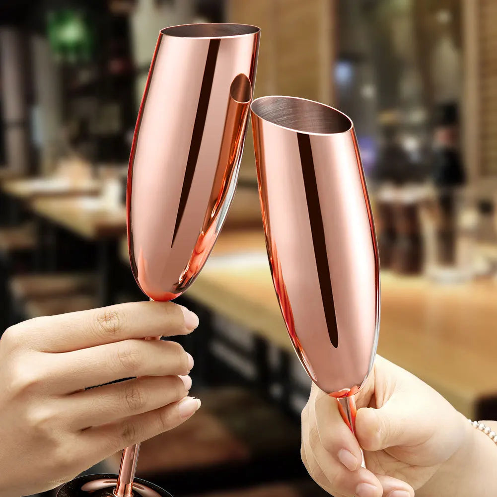 BowLift | 2 Pcs Stainless Steel Tall Champagne & Martini Glass Set for Cold Drinks