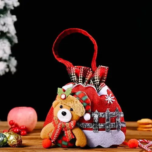 BowLift | Christmas Gift Bags | Reusable Fabric with Drawstring | Santa, Snowman & Reindeer Patterns | 2 Sizes