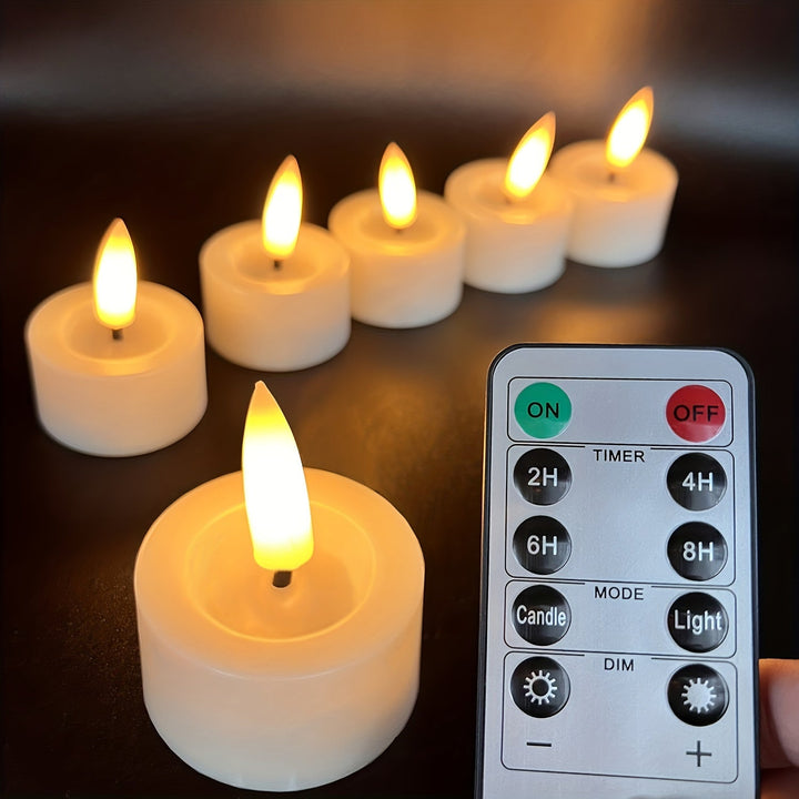 BowLift | Set of 6 Flameless Tea Lights with Remote - Flickering for Cozy Evenings