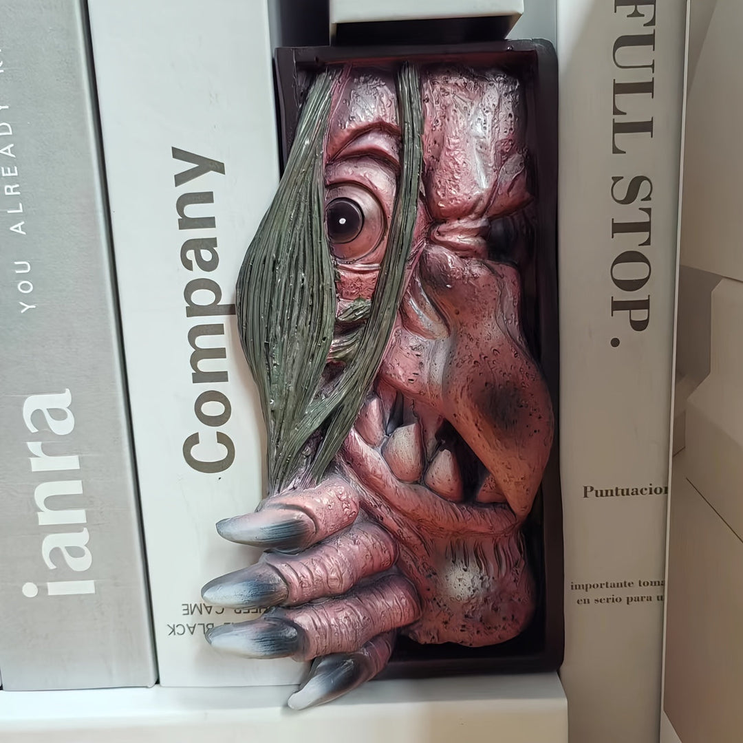 Mystical Charm - Unique Monster Bookend in Black and Grey Bowlift
