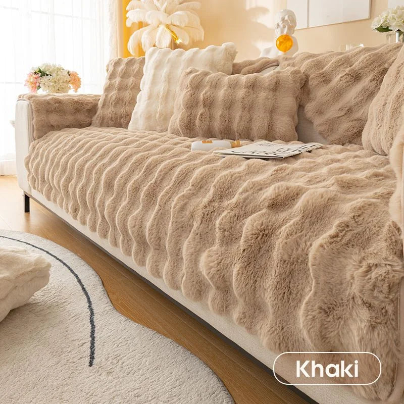 BowLift | Rabbit Fleece Sofa Cover | Non-Slip Plush Protector | Machine Washable | Soft & Cozy Home Decor