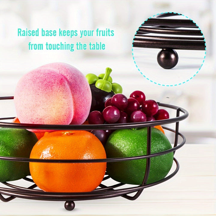 BowLift | 2-Layer Oval Fruit Basket with Banana Holder – Metal Kitchen Organizer