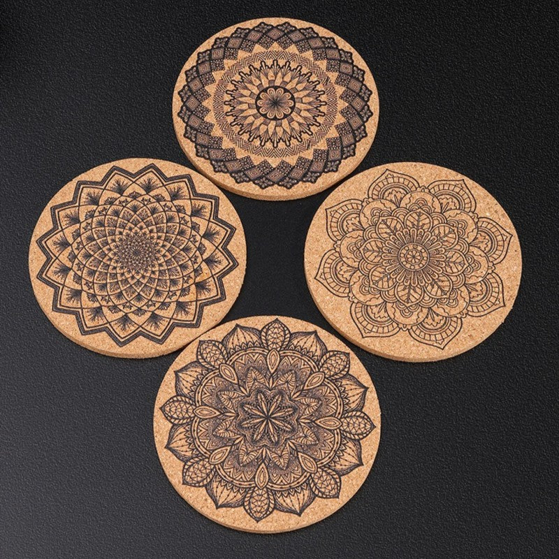 BowLift | Retro Print Heat-Resistant, Non-Slip, And Absorbent Cork Coasters (Mixed Set of 4)