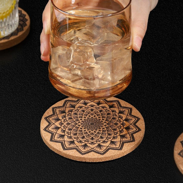 BowLift | Retro Print Heat-Resistant, Non-Slip, And Absorbent Cork Coasters (Mixed Set of 4)