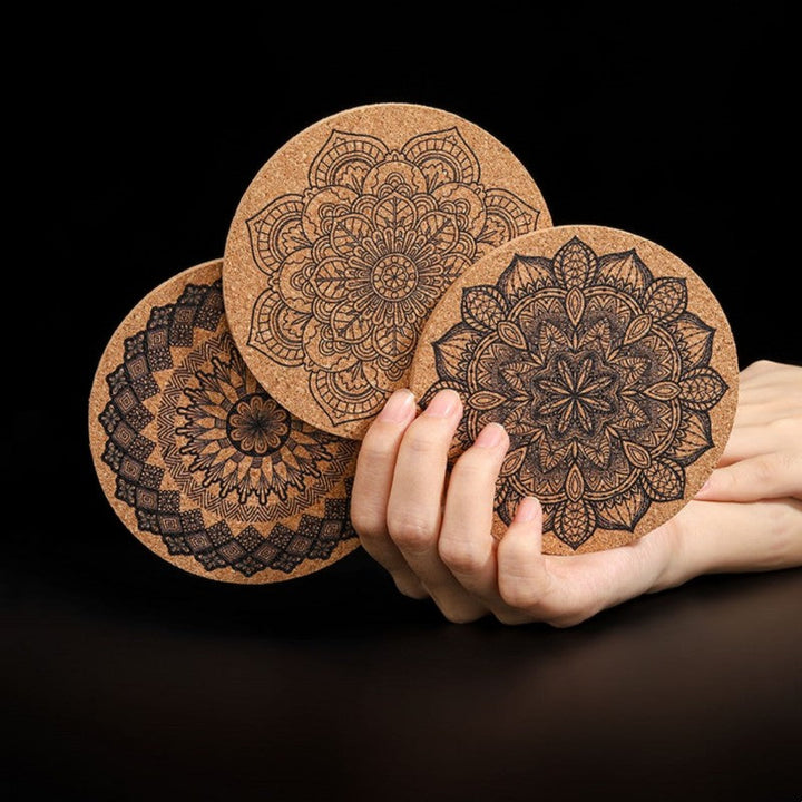 BowLift | Retro Print Heat-Resistant, Non-Slip, And Absorbent Cork Coasters (Mixed Set of 4)