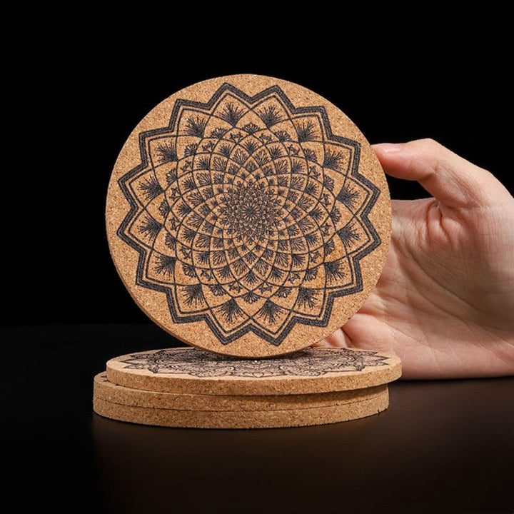 BowLift | Retro Print Heat-Resistant, Non-Slip, And Absorbent Cork Coasters (Mixed Set of 4)