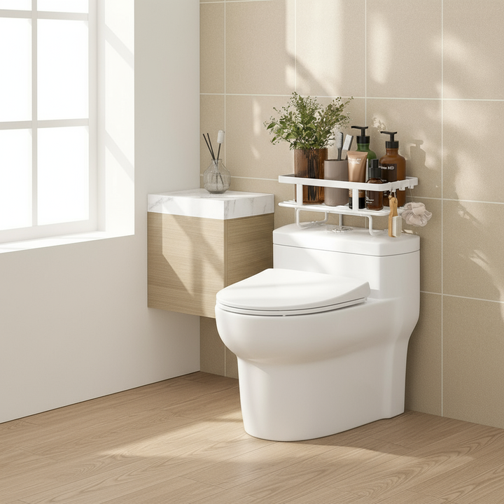BowLift | AboveRack | Bathroom Shelf Black No Drilling Narrow