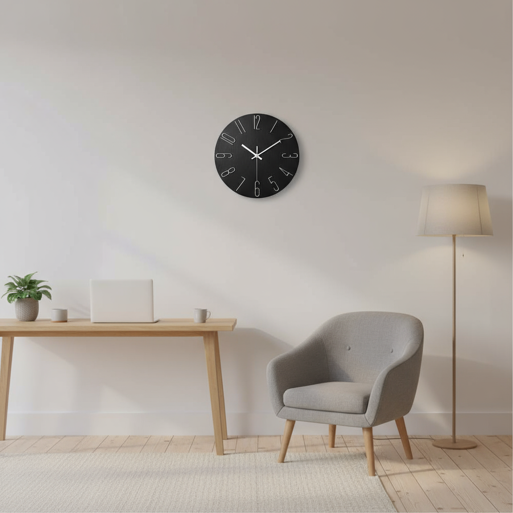 BowLift | Modern Wall Clock Black | Timeless Wall Decoration 30 cm
