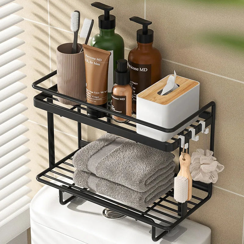 BowLift | AboveRack | Bathroom Shelf Black No Drilling Narrow
