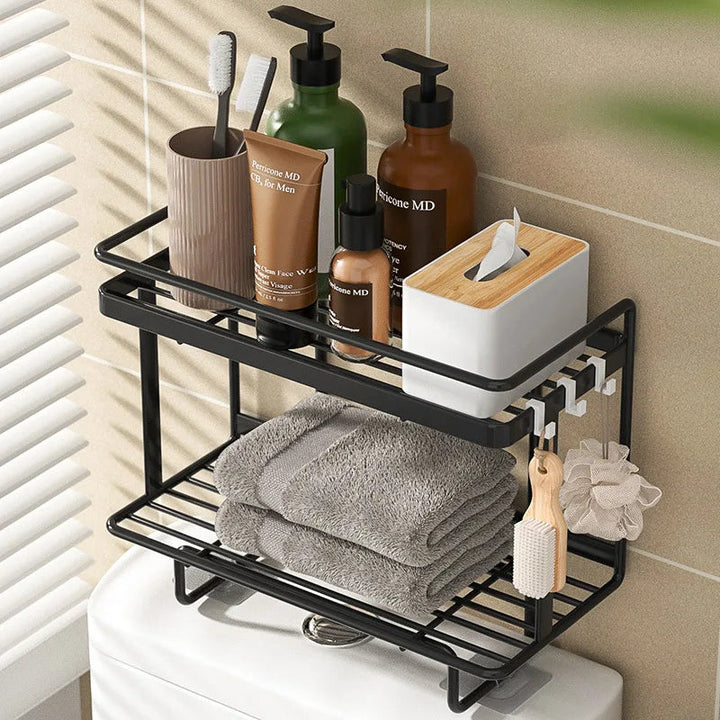 BowLift | AboveRack | Bathroom Shelf Black No Drilling Narrow
