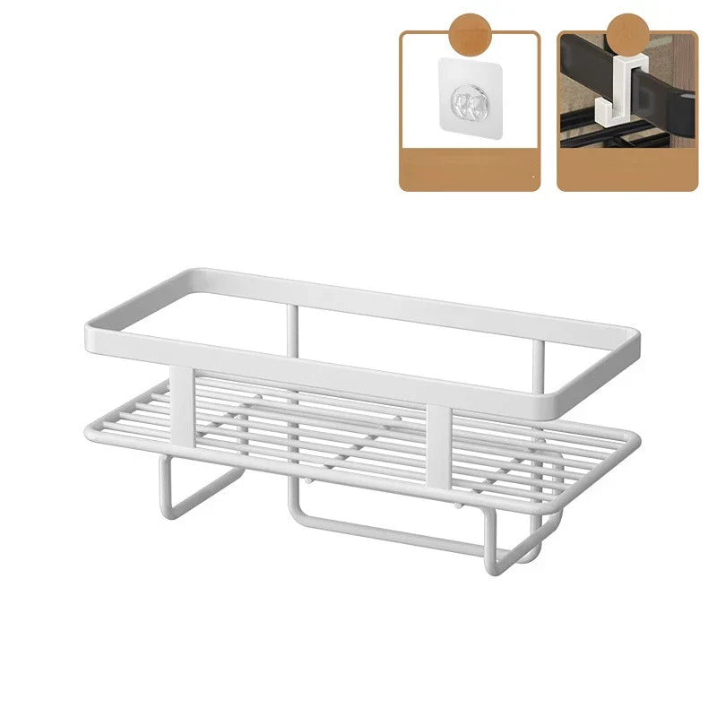 BowLift | AboveRack | Bathroom Shelf Black No Drilling Narrow