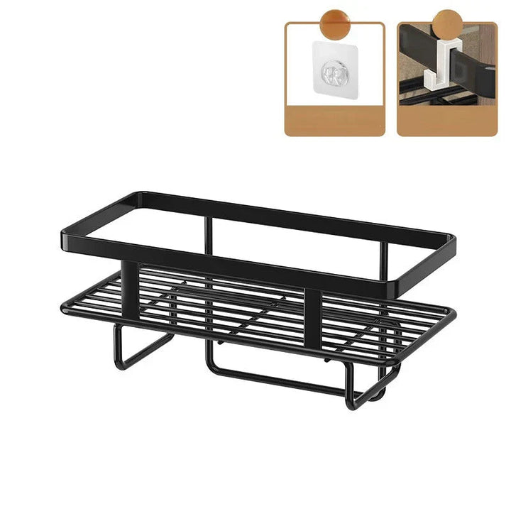 BowLift | AboveRack | Bathroom Shelf Black No Drilling Narrow