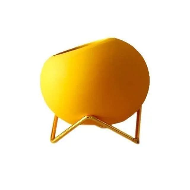 BowLift | Modern Ceramic Plant Pot with Metal Stand in Vibrant Colors