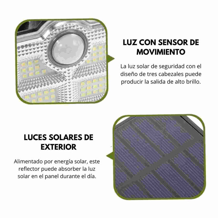 BowLift | Solar LED Spotlight | Outdoor Motion Sensor | 3-Head Adjustable | 74 LEDs