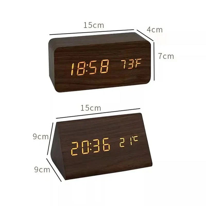 BowLift | Wood LED Alarm Clock – Voice & Temp Display