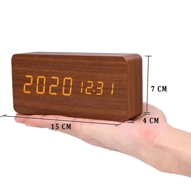 BowLift | Wood LED Alarm Clock – Voice & Temp Display