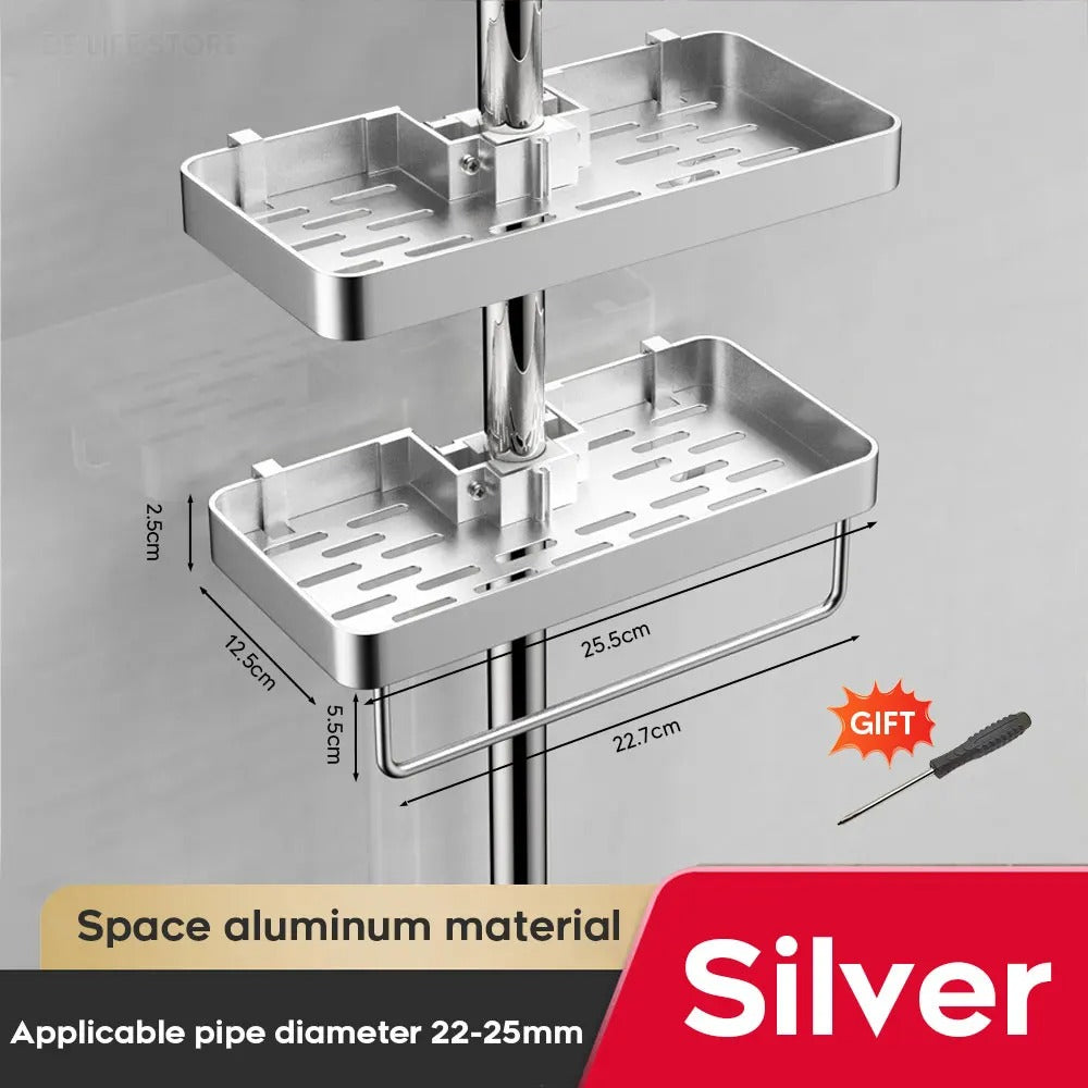 BowLift | Aluminum Shower Shelf Without Drilling | Practical Shower Tray