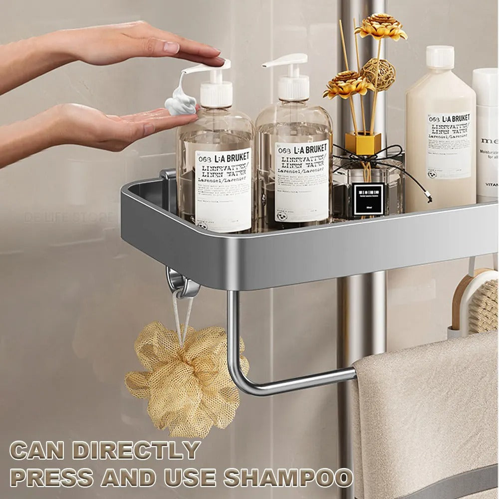 BowLift | Aluminum Shower Shelf Without Drilling | Practical Shower Tray