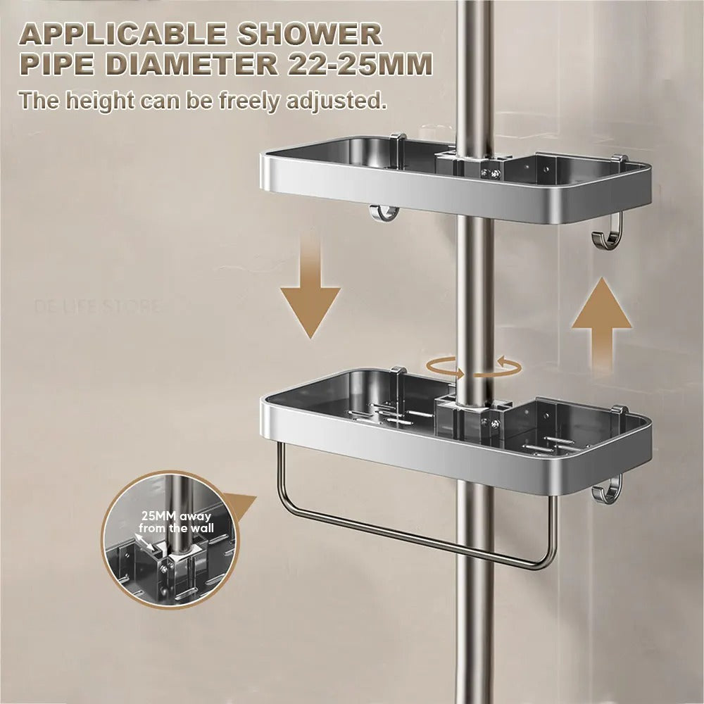 BowLift | Aluminum Shower Shelf Without Drilling | Practical Shower Tray
