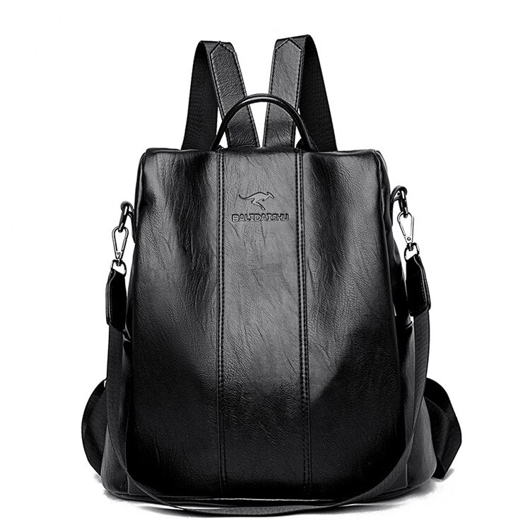 Theft-proof leather backpack for women in vintage style Bowlift